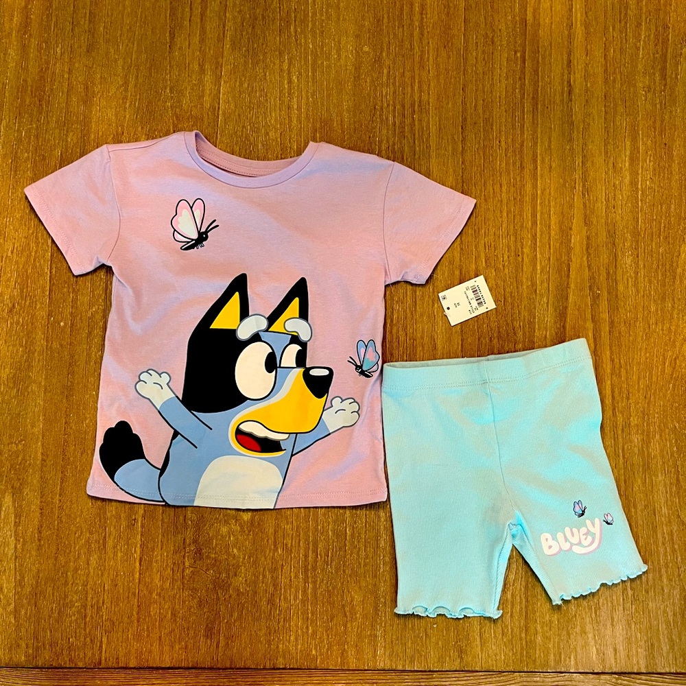 NWT! NEW Bluey Purple Butterfly 2pc short set for girls-size 3T & 4T